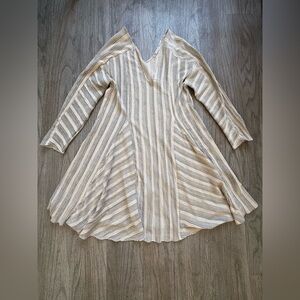 Zara Cream Dress with Black Pinstripes
